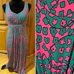 Floral Pink and Green Maxi Dress